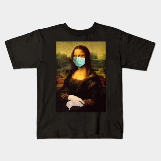 Covid Mona Lisa Kids T-Shirt by EnragedBird